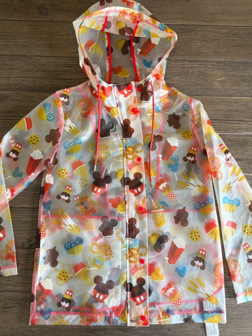 Disney Clear Hooded Raincoat with Red, Yellow, Brown and Blue Accents